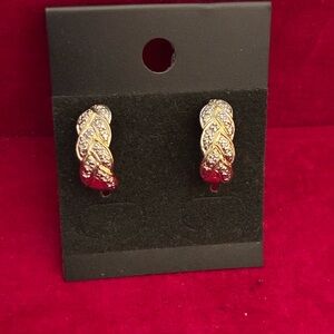 Ross Simons Gold Vermeil Sterling Silver Textured 1/2 Hoop Earrings 925